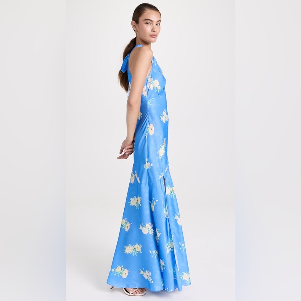 LOVESHACKFANCY Brinda Silk Maxi Dress in
Blueberry Lemonade - Picture 6 of 10